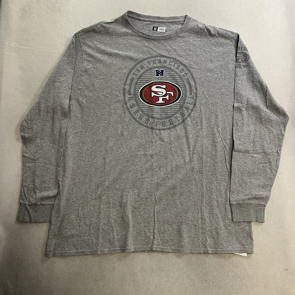 San Francisco 49ers NFL Team Apparel Gray Long Sleeve T Shirt Men's Size 3XL